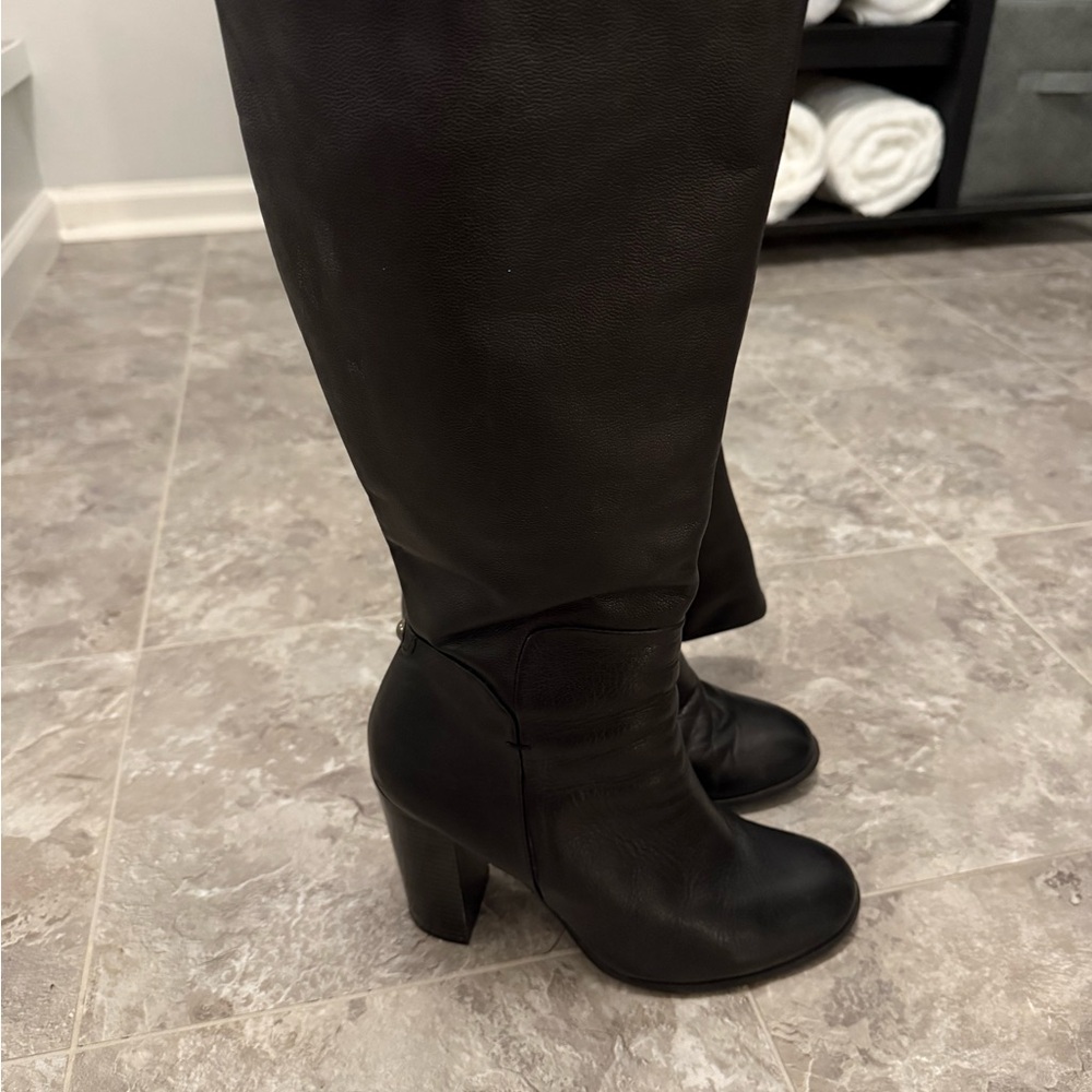 Black Leather Knee-High Boots
